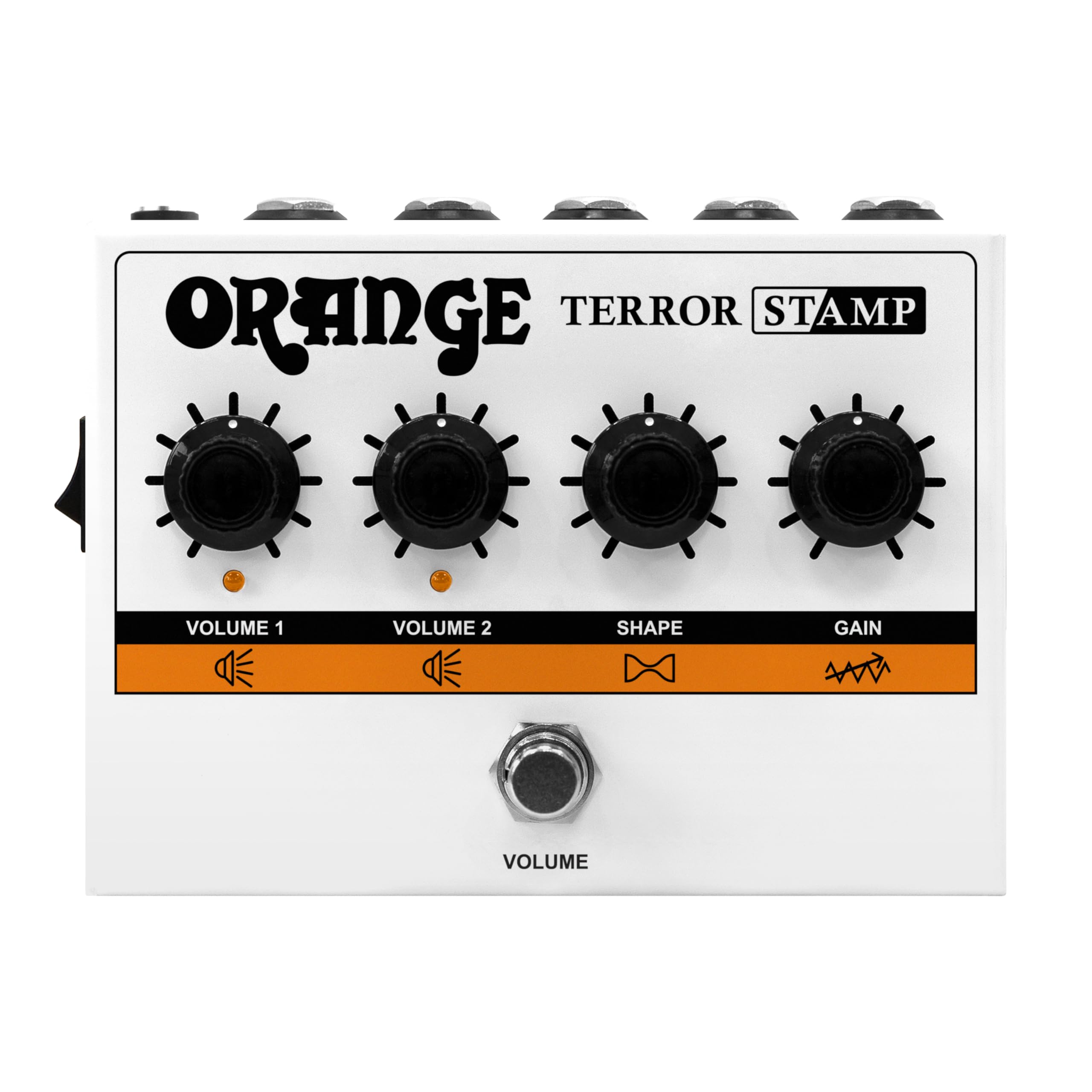 Orange Terror Stamp 20-Watt Valve Hybrid Guitar Pedal, Compact Stompbox Amplifier, valve-driven preamp, Shape Control, Buffered FX Loop, Dual Master Volume