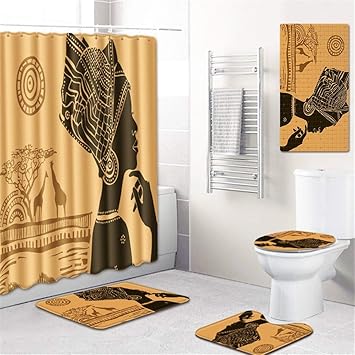 Amazon Com Lohox Bathroom Curtains Rugs Set Of 5 African Women