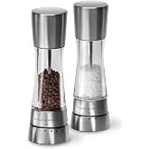 Cole &amp; Mason Derwent Grinders, 7.5" Salt &amp; Pepper Mill Set, Stainless Steel | With 9 Precise Grinding Levels for Fine or Coarse Granules, Easy-to-Refill, Gourmet Precision Grinders for Fresh Spices