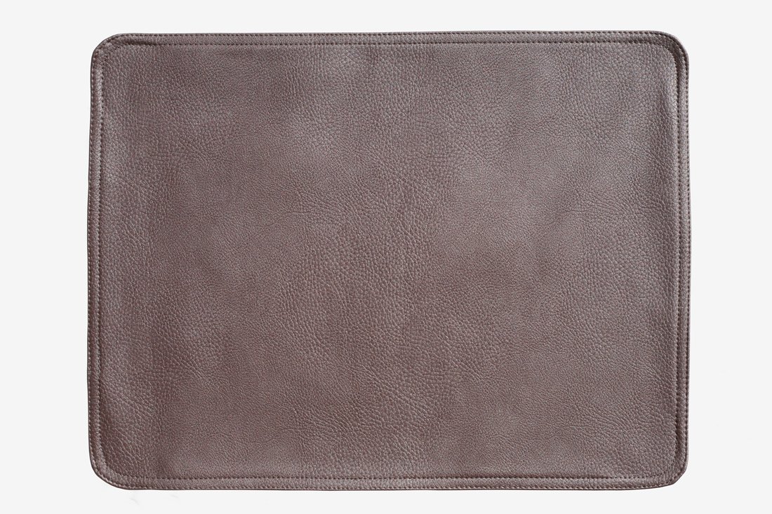 Plymouth Pottery Faux Leather Placemats - Dark Brown/Lime Green - Set of 2 - Large