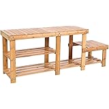 Songmics Banco y zapatero 2 en 1 Zapatero de bambú 90 x 45 x 32 cm
