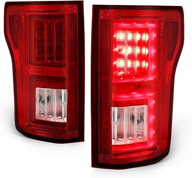 Fit 2017-2018 Ford F250//F350 Superduty Red Clear Full LED DRL Tube Tail Lights
