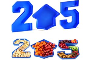 Tellingyou 3 Pcs 13.7" Graduation Fillable Letter,Plastic Number Trays for Food 2025,2025 Charcuterie Number,Grad Fillable Letter for Class of 2025 Congrats Grad Party Supplies (Blue)