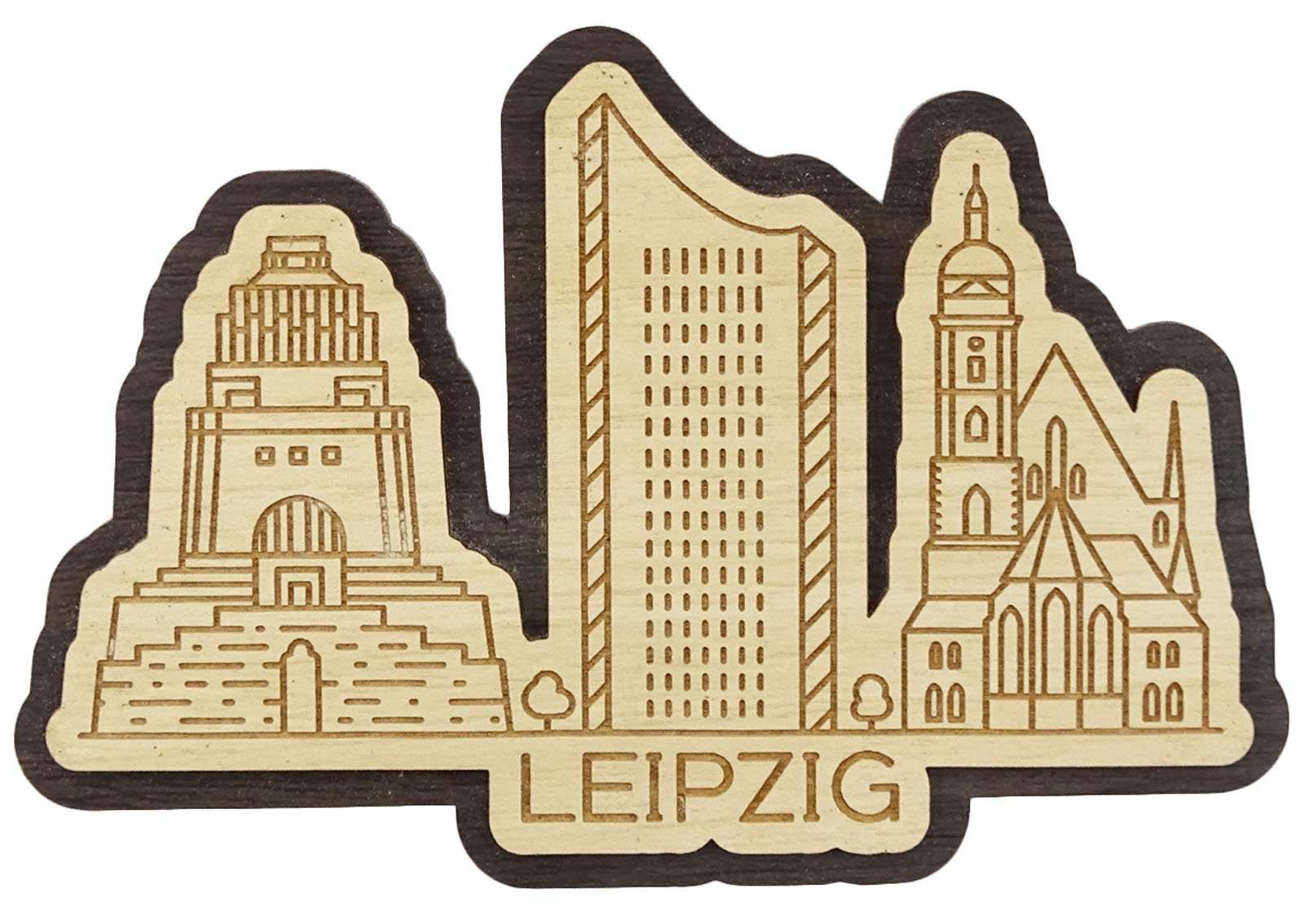 Printtoo Home Decor Leipzig Germany Buildings Engraved Wooden Fridge Magnet Souvenir Gift