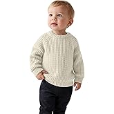 LessonZoo Baby Infant Girl Boy Toddler Preschooler Sweater Long Sleeve Crewneck Waffle Knit Pullover Sweatshirt Fall Winter