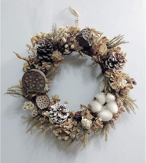 Amazon フロントドアの屋内屋外の休日の装飾のためのシミュレーション冬ジャスミンラタン花輪直径55センチイエロー大花輪 造花 オンライン通販