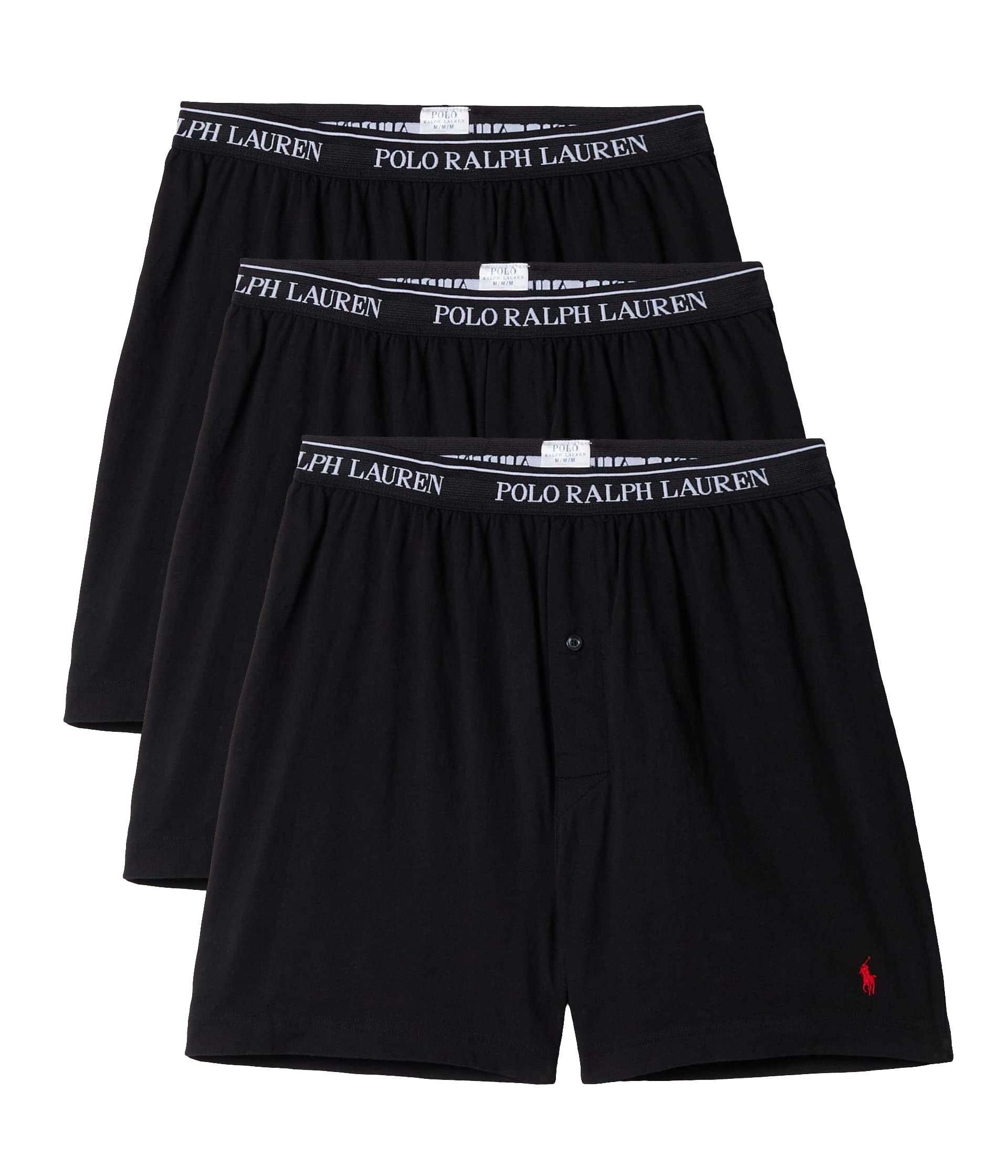 Photo 1 of POLO RALPH LAUREN Classic Fit w/Wicking 3-Pack Knit Boxers Black/Red Pony Player MD