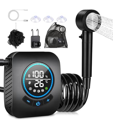 Douche Portable 12V Pour Camping/Voiture - Pompe Avec Débit Réglable, Tuyau 2m, Pour Plein Air, Lavage