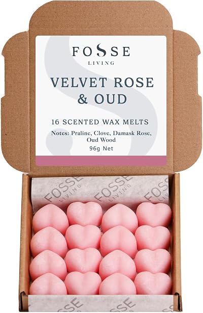 Fosse Living Velvet Rose & Oud Soy Wax Melts 16 Pack UK Hand Made
