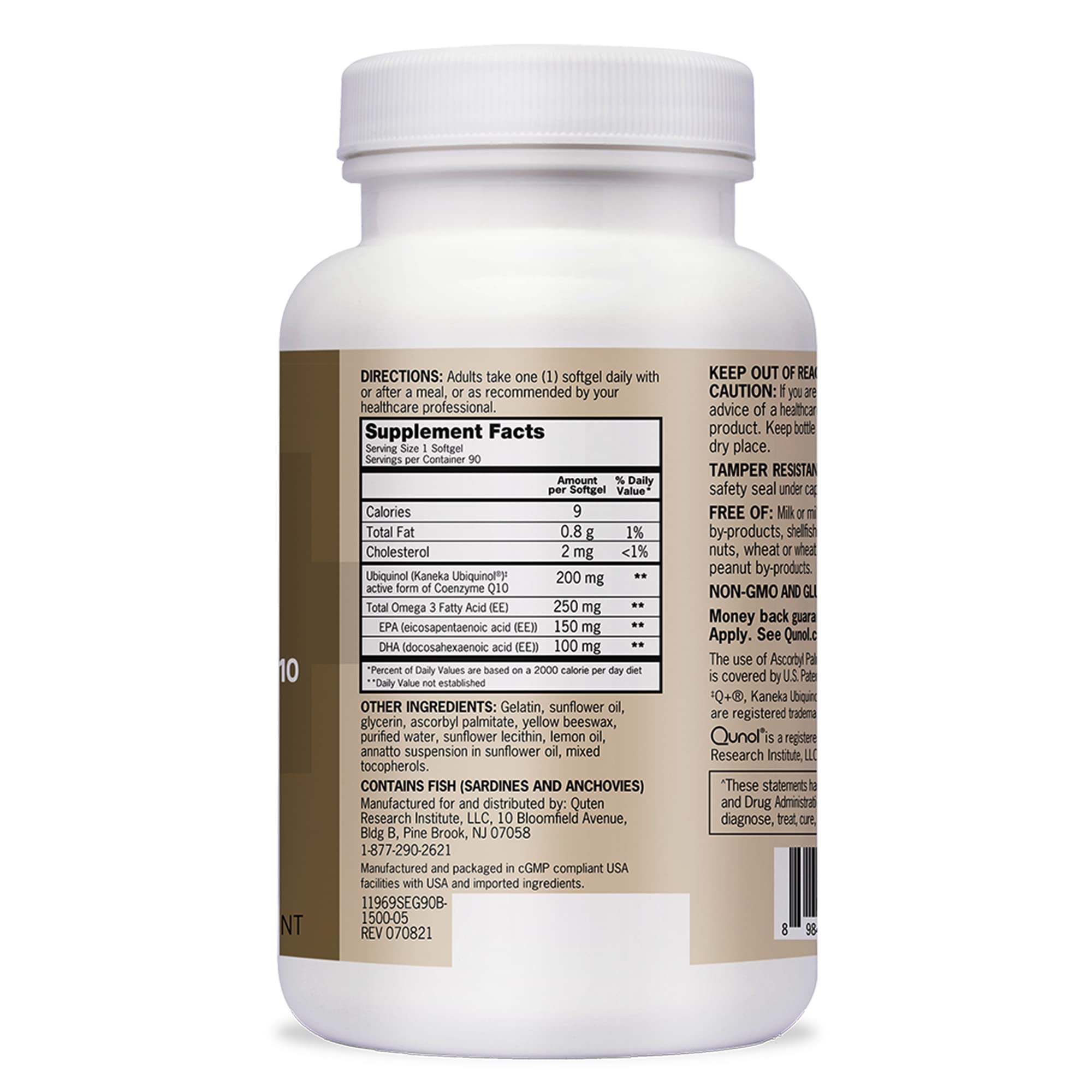 Qunol Plus Ubiquinol + Omega 3, Ubiquinol CoQ10 200mg with 250mg Omega-3 Fish Oil, Extra Strength, Antioxidant for Heart Health, Natural Supplement for Energy Production, (Bovine Version), 90 Count