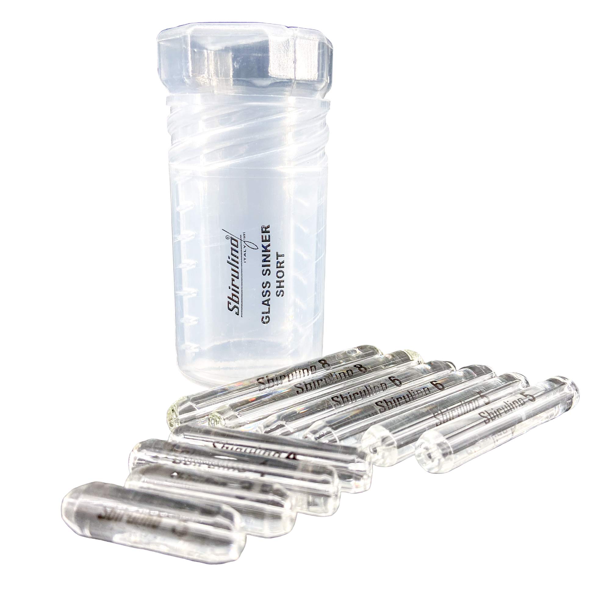 Sbirulino Fishing Slide Kit, 10pcs Transparent, Made in Italy, Weights: 3-4-5-6-8g