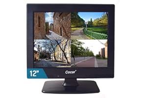 COCAR CCTV Monitor, 12 inch LCD Security Monitor HDMI VGA AV & BNC 4:3 HD Computer Display LCD Screen with 2 Built-in Speakers USB Drive Player for Home/Store Surveillance Camera STB PC ﻿