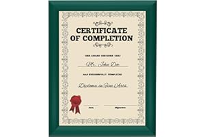 SnapeZo Certificate Frame 8.5x11 Inches, Green 1 Inch Aluminum Profile, Front-Loading Snap Frame, Wall Mounting, Sleek Series