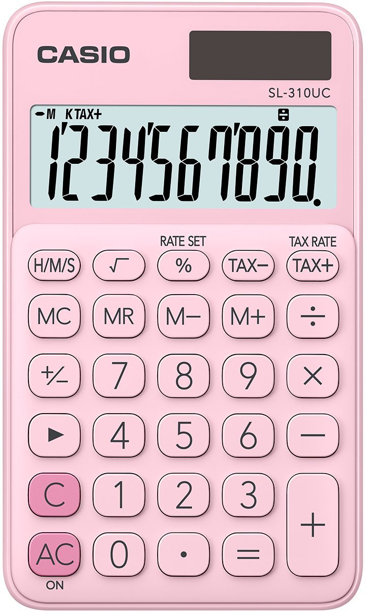 CASIO Calculator SL-310UC, 10 Digits, Trendy Colours, Tax Calculation, Thousands Subdivision, Solar/Battery Operated
