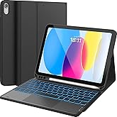 CHESONA for iPad 10th Generation Case with Keyboard, 7 Color Backlight, Multi-Touch Trackpad, Flip Stand Case with Pencil Holder, 2 Wireless Channels for iPad (A16) 11th/10th Gen (2025/2022), Black