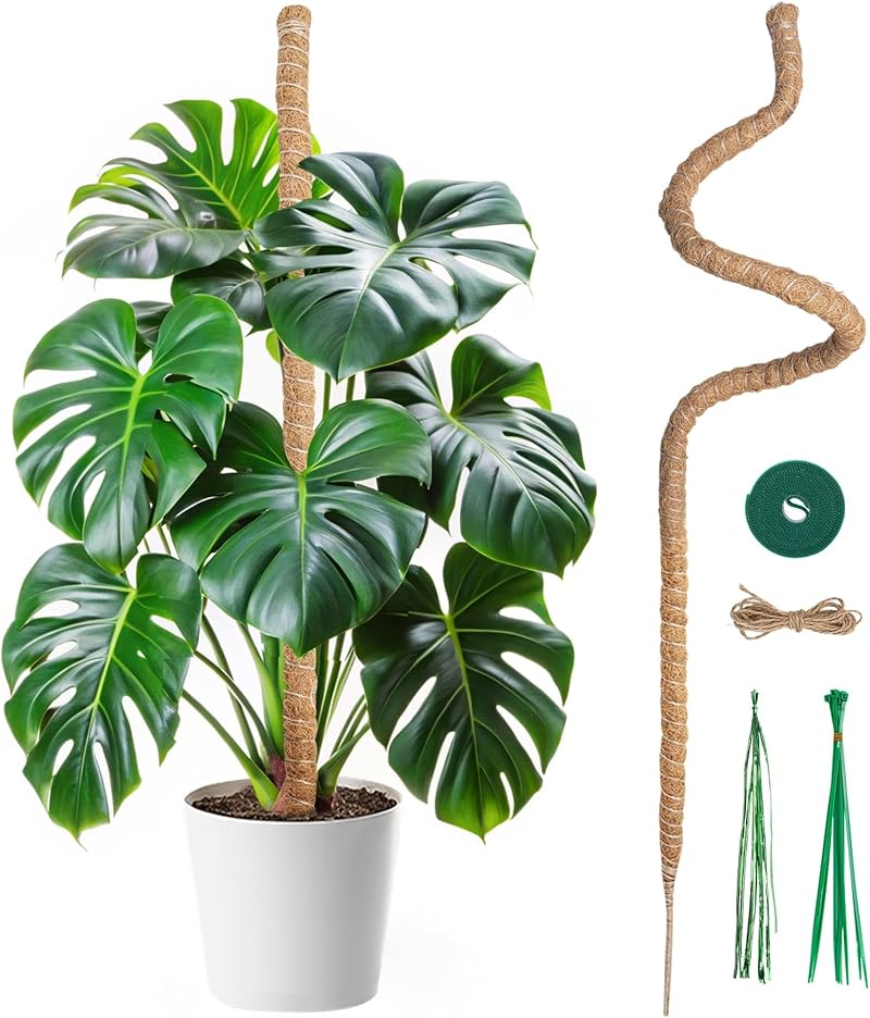 Mcbazel Moss Pole 120CM Bendable Coir Plant Support with Tape & Ties