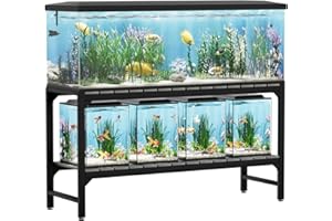 Tatub 55-90 Gallon Fish Tank Stand, Metal Aquarium Stand with 2-tier Open Shelves & Thickened Slats, Heavy Duty Metal Large Aquarium Stand for up to 6 Total Aquariums, 1000 LBS Capacity Per Shelf