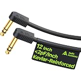 AA AUDIO ACCESSORY TRS Patch Cable 12 Inch, Gold-Plated Flat Ribbon Stereo Guitar Patch Cable, Built-to-Last Noiseless Quad-Layer Shielded, Kevlar-Reinforced TRS Pedal Cable for BOSS MXR EBS Behringer