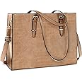 Laptop Bag for Women 15.6 Inch Laptop Tote Bag Leather Classy Computer Briefcase for Work Waterproof Handbag Professional Shoulder Bag Women Business Office Bag Large Capacity Grey