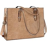 Laptop Bag for Women 15.6 Inch Laptop Tote Bag Leather Classy Computer Briefcase for Work Waterproof Handbag Professional Shoulder Bag Women Business Office Bag Large Capacity Grey