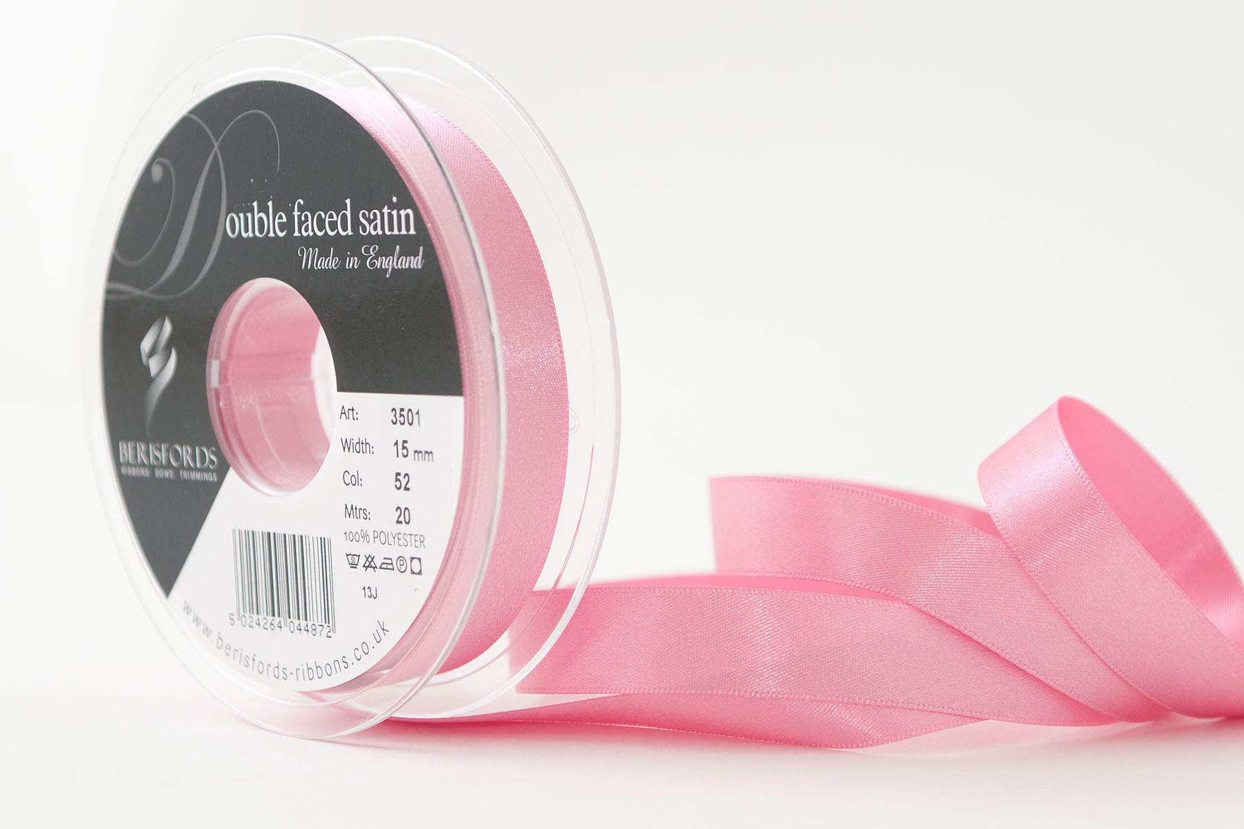 Berisfords Double Satin Ribbon, Hot Pink, 15 mm
