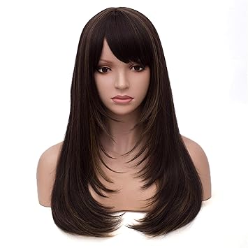 Amazon Com Qaccf Long Straight Yaki Synthetic Fiber Layered