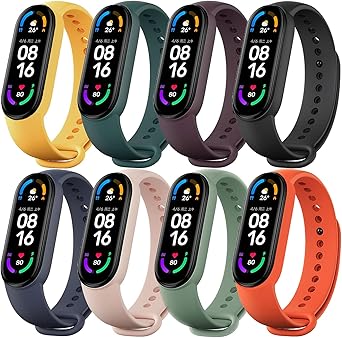 Monuary 8 Piezas Correas para Xiaomi Mi Band 6 / Amazfit Band 5 / Xiaomi Mi Band 5, Silicona Reloj de Recambio Brazalete Coloridos Correa para Xiaomi ...