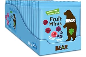 BEAR Fruit Minis Blueberry & Raspberry - Real Fruit Snacks for Kids - 100% Natural Ingredients - No Added Sugar - Gluten Free