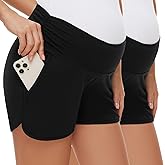PACBREEZE Women's Maternity Shorts Lounge Pajama Workout Running Casual Summer Pregnancy Shorts, S-XXL