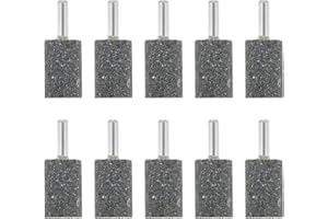 dophee 10Pcs 20mm Cylindrical Shape Aluminum Oxide Mounted Grinding Stones Rotary Grinding Bits with 1/4" Shank for Electric Rotary Tools Drill Grinder