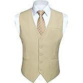 HISDERN Men’s Suit Vest Waistcoat with 3 Pockets Slim Fit for Business Formal Wedding Prom and Casual Tuxedo Wear