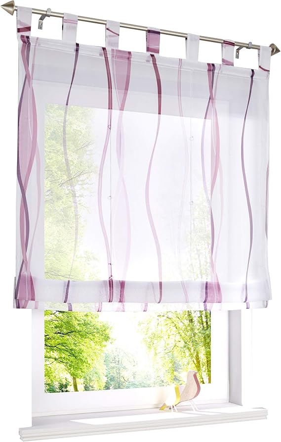 Amazon.de: ESLIR Raffrollo mit Schlaufen Gardinen Küche Raffgardinen