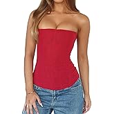 NUFIWI Women Mesh Strapless Bustier Boned Overbust Corset Top Back Zipper Fishbone Bodice Going Out Party Tops