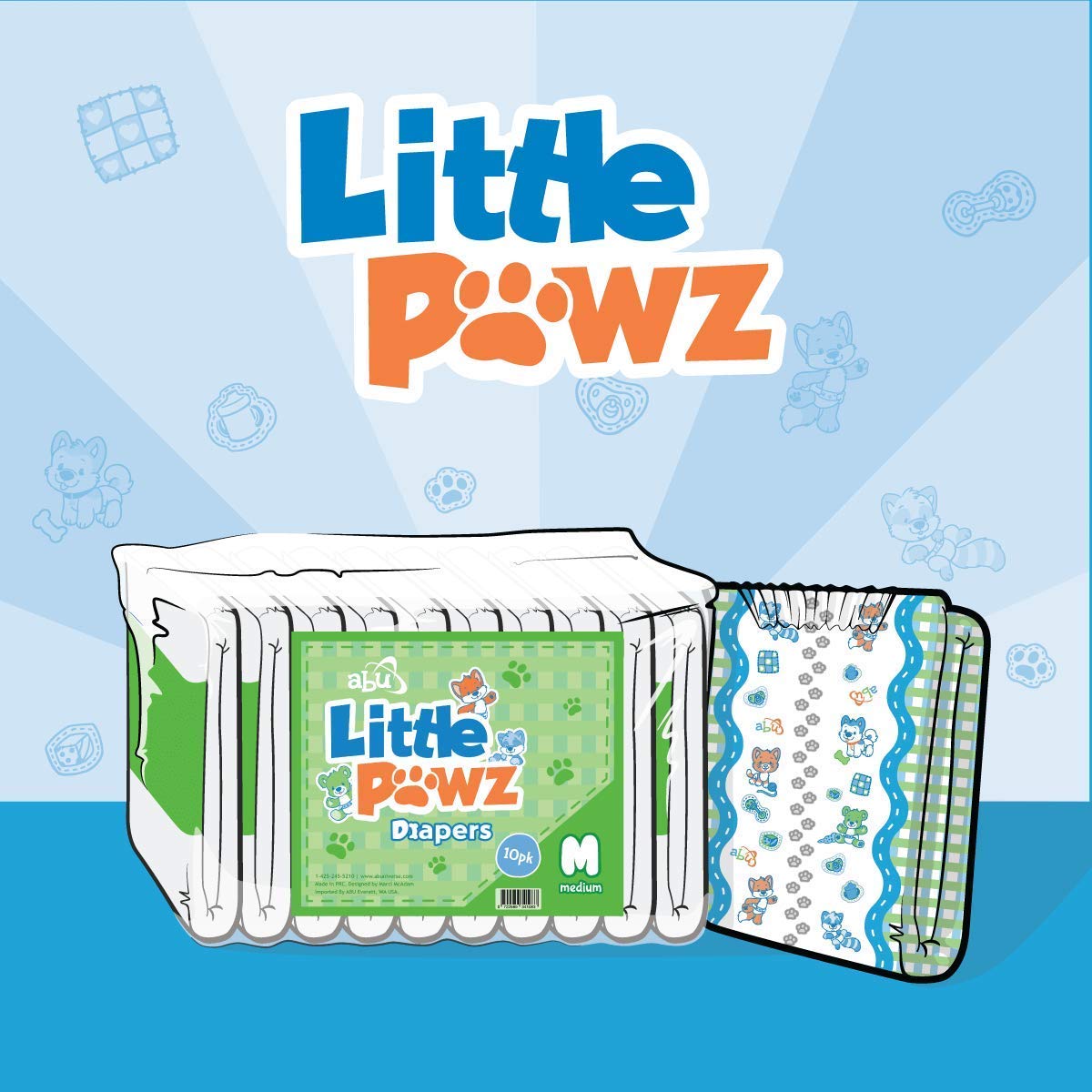 ABUniverse LittlePawz Diapers- Pack of 10 (Large)