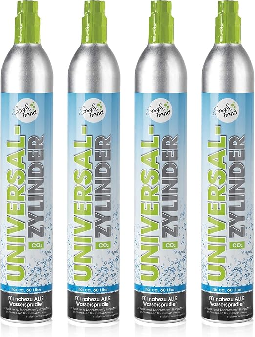 Aarke Co2 Zylinder CO2 Zylinder Für Sodastream, 60L Kapazität, Aluminium- Gehäuse Mit Sicherheitsventil, Universal-Kompatibel (4 Sodapop Wassersprudler