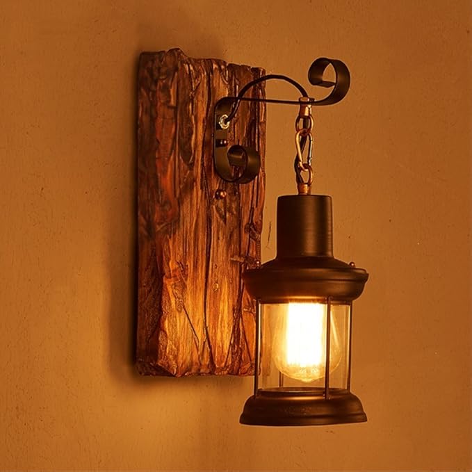 LOFT kleidung vintage Massivholz amerikanischer Kunst Laterne Bar Café Restaurant-Schlafzimmer vintage Glas Wandleuchte