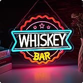 Whiskey Bar Neon Sign for wall decor Perfect for Home Bars, Pubs & Restaurants USB-Powered (15.6x12.4 Inches)