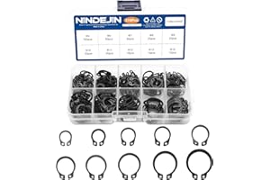 NINDEJIN Snap Ring Shop Assortment, 310PCS External Retaining Rings 5-14mm (0.20''-0.55'') Carbon Steel Snap Retaining C Clip Rings Kit for Grooved Shafts, Studs, and Other Moving Parts