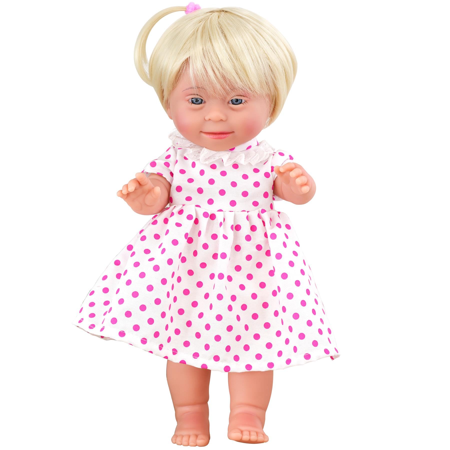 The Magic Toy Shop BiBi Doll 14" Down Syndrome Baby Doll – Soft Vinyl, Fashion Outfit, Empathy & Social Skills Development – Educational and Inclusive Gift for Kids 3+ – Promotes Diversity Awareness