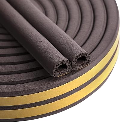 Bynsaer Draught Excluder Tape D-Type Self-Adhesive 6M Foam Strip Brown