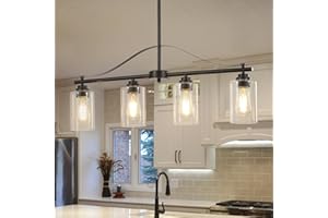 huong son Dining Room Light Fixture Over Table, Black Island Light for Kitchen, 4-Light Pendant Lights for Kitchen Island, Modern Linear Chandelier Lighting Fixture
