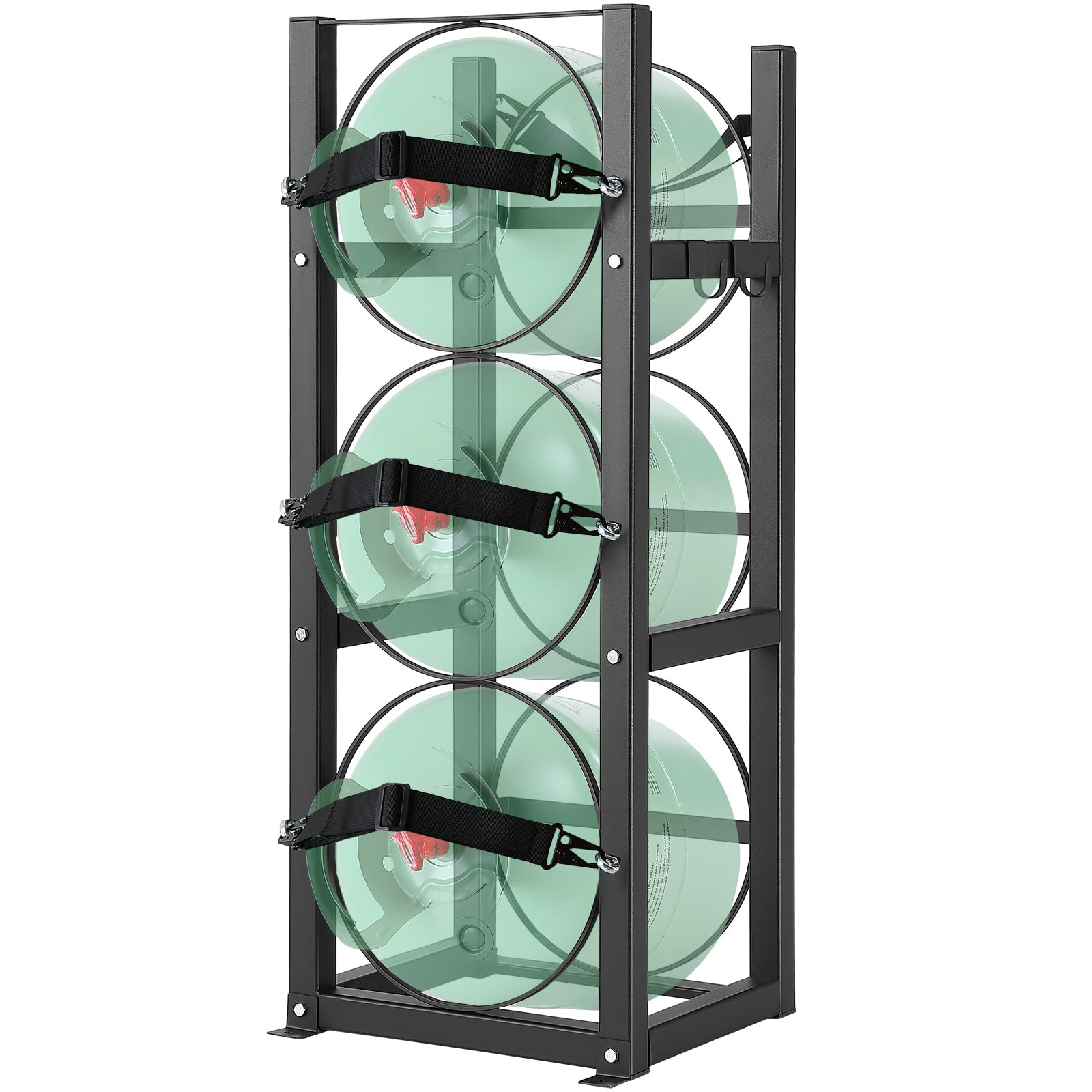 VEVOR Refrigerant Tank Rack, with 3 x 30lbs Bottle Tanks, Cylinder Tank Rack 12.79×12.99×33.07 in, Refrigerant Cylinder Rack Gas Cylinder Racks and Holders for Freon, Gases, Oxygen, Nitrogen