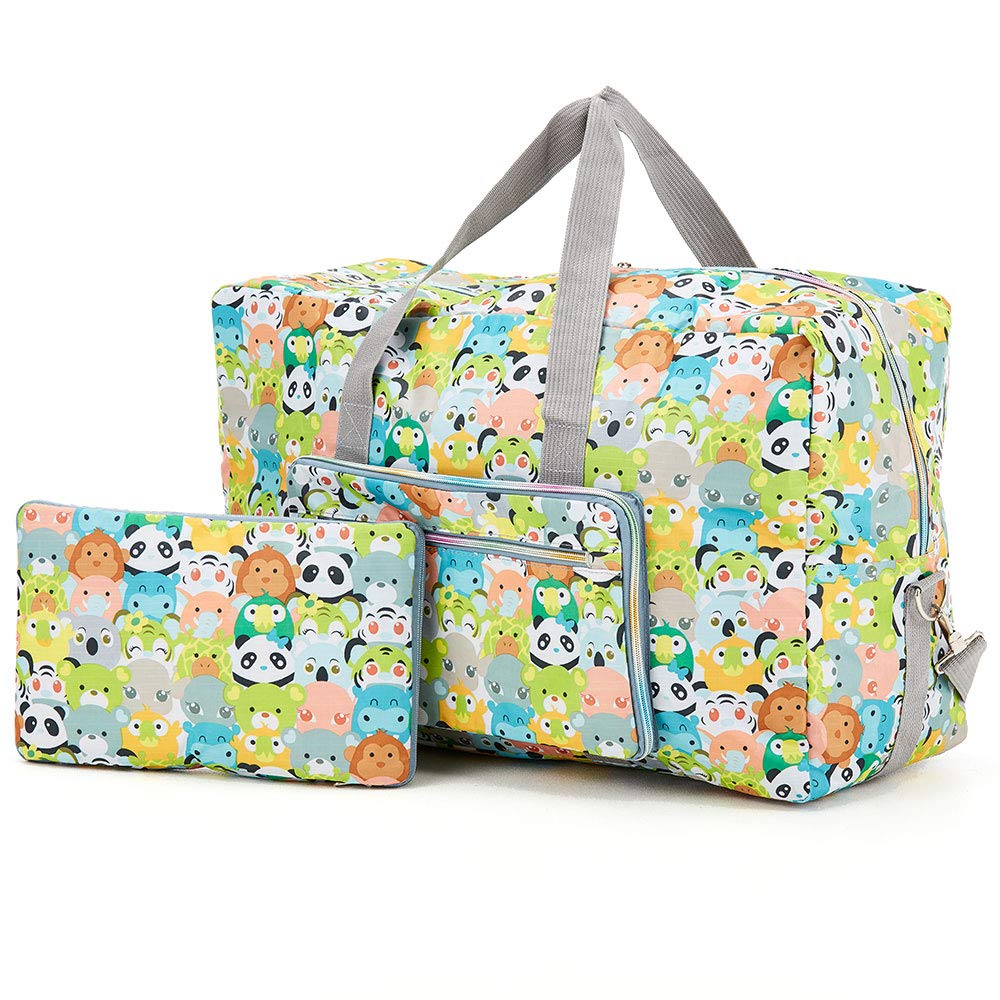 Arxus Large Foldable Duffel Tote Carry on Weekend Overnight Travel Bag Over Luggage with Shoulder Strap (Animal Print)