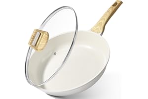 GiPP Ceramic Nonstick Frying Pan with Lid - 10" Healthy Non-Toxic Non Stick Skillet Omelette Pans, Induction Compatible Chef 