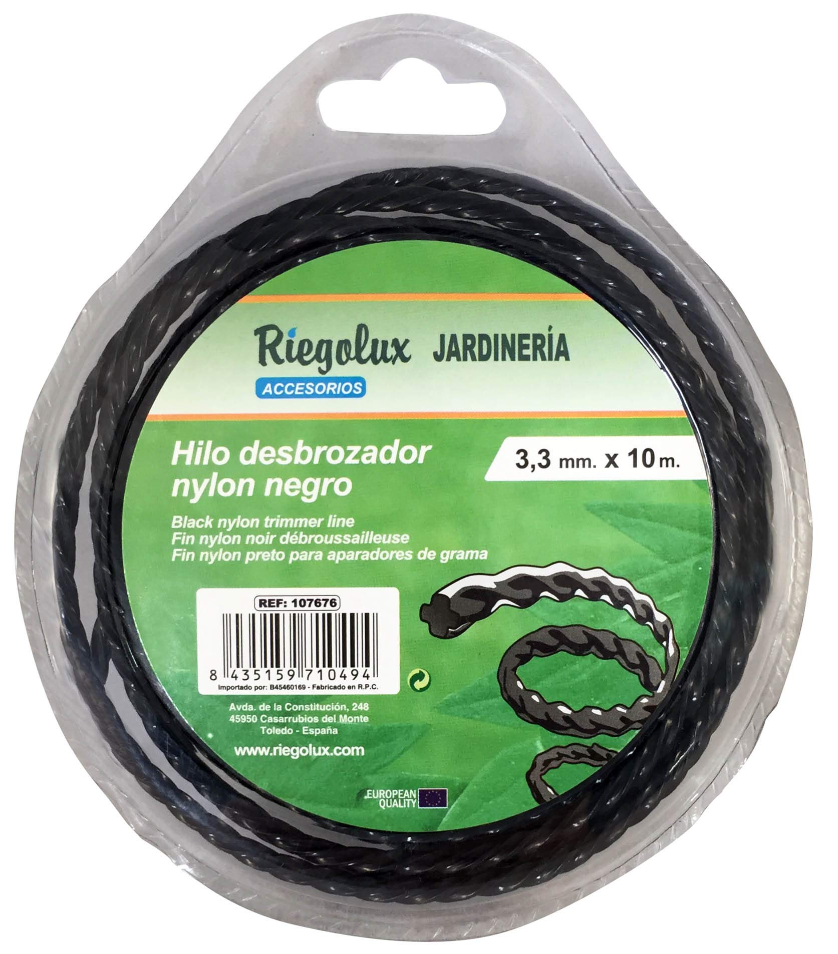 Riegolux 107676 Nylon Helicoidal Trimmer Thread, Black, 3.3 mm x 10 m