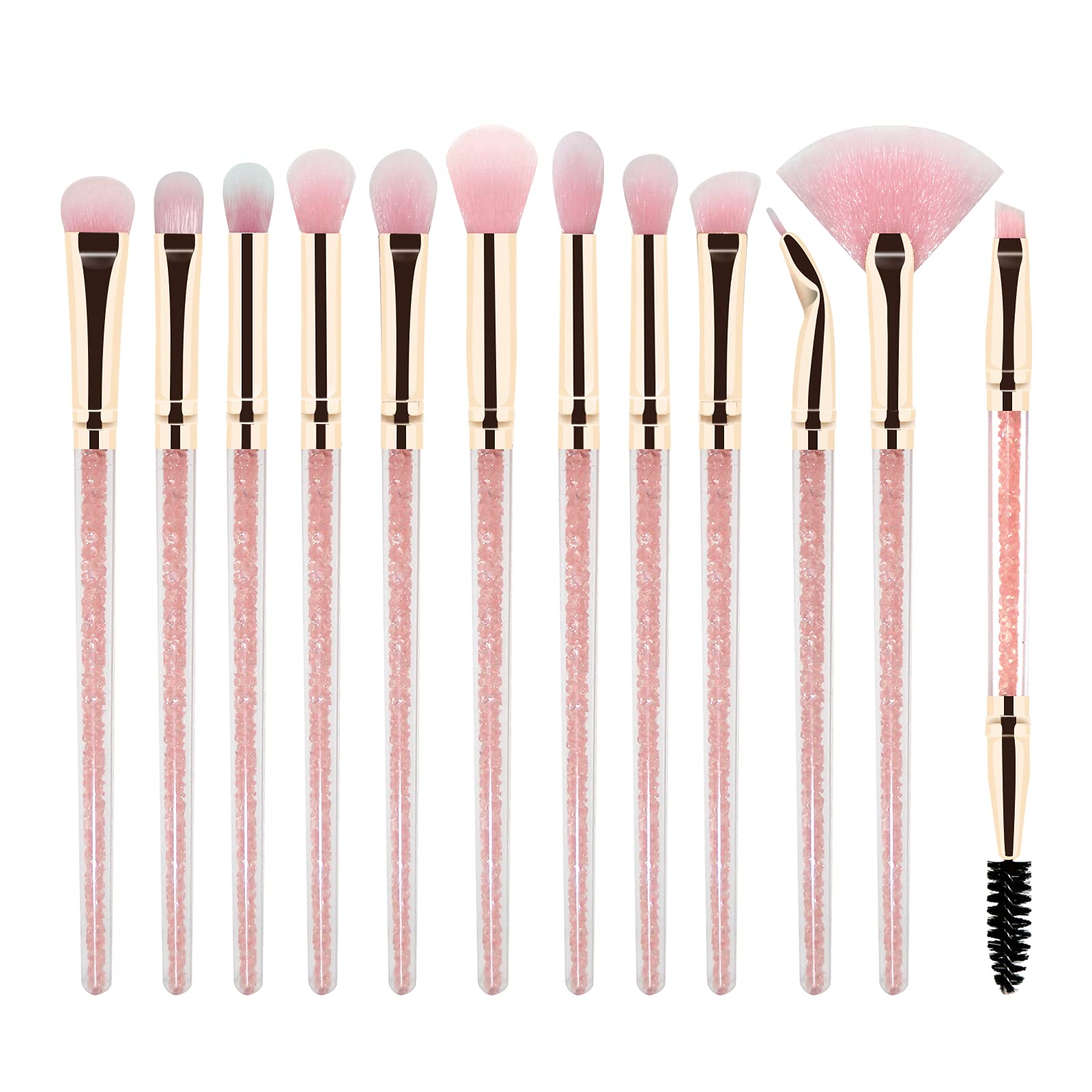 Photo 1 of Dpolla Eye Makeup Brushes,12 PCS Professional Eye shadow, Concealer, Eyebrow, Foundation, Powder Liquid Cream Blending Brushes Set With Carrying Bag(Pink Diamond)