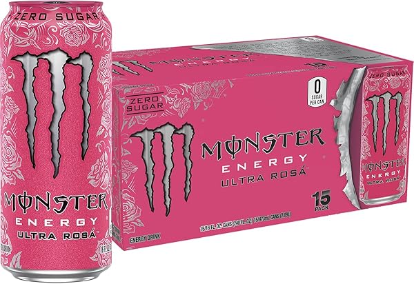 MONSTER ENERGY ULTRA ROSA, SUGAR FREE ENERGY DRINK, 16 OUNCE