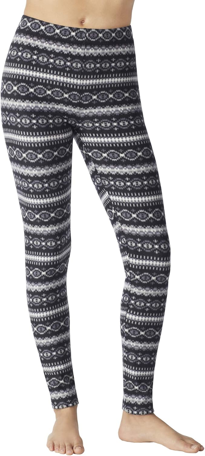 Cuddl Duds ClimateRight Stretch Fleece Legging Black - XLarge at Amazon Womenâs Clothing store