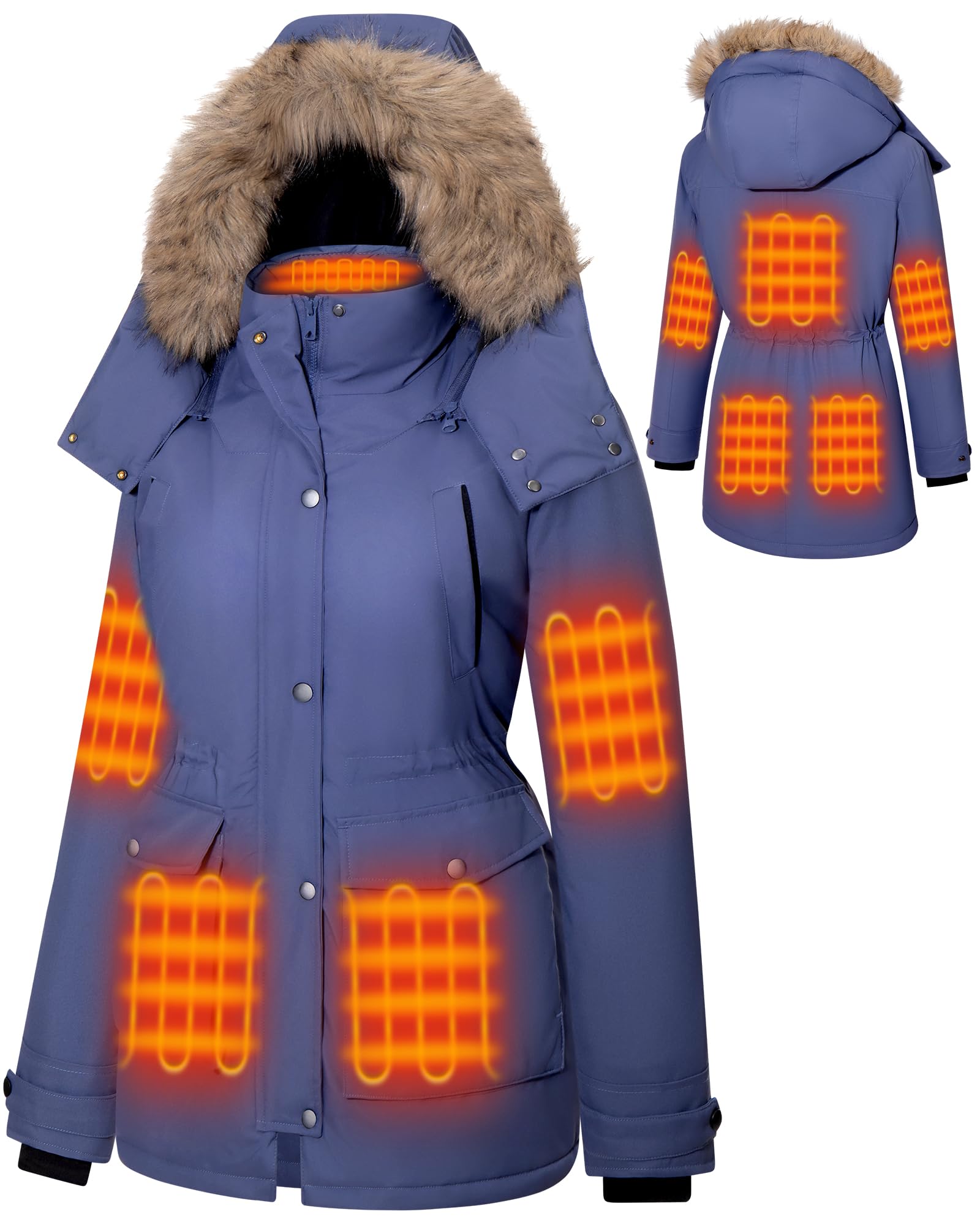 Photo 1 of ****SIMILAR****
*** BLACK  COLOR***
Hecusma Heated Jackets for Women with 18400mAh 12V Battery Pack Included, Parka Womens Heated Jacket with Detachable Hood Outdoor(Blue,S)
