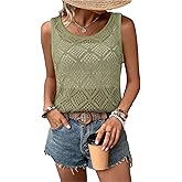Bosmeer Women's Hollow Sweater Vest Crochet Tank Tops Knit Out Sleeveless Cover Up Summer Boho Top Pullover
